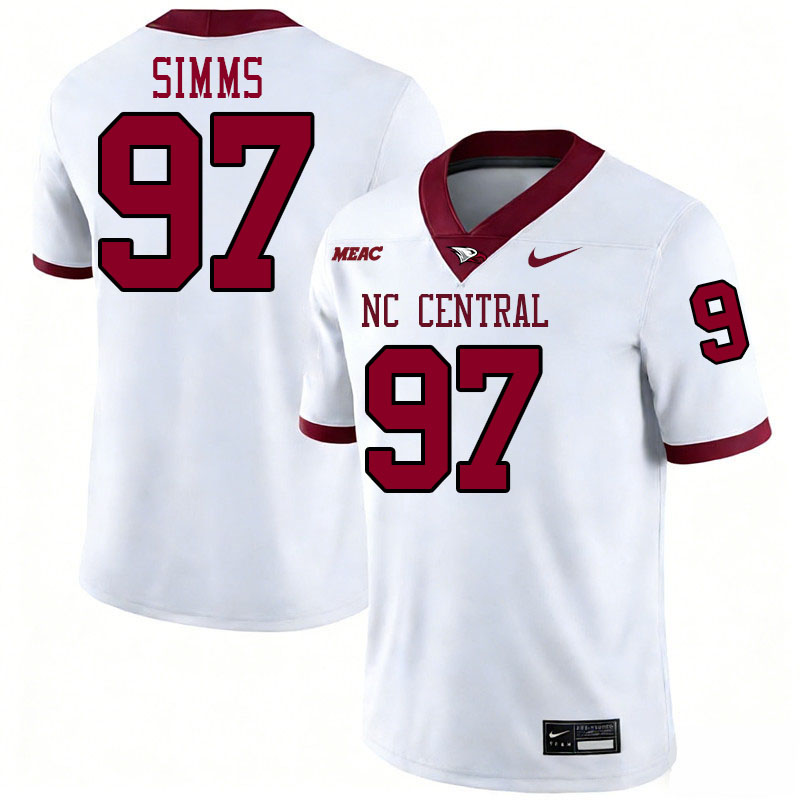 North Carolina Central Eagles #97 Wisdom Simms College Football Jerseys,Uniforms Stitched-White